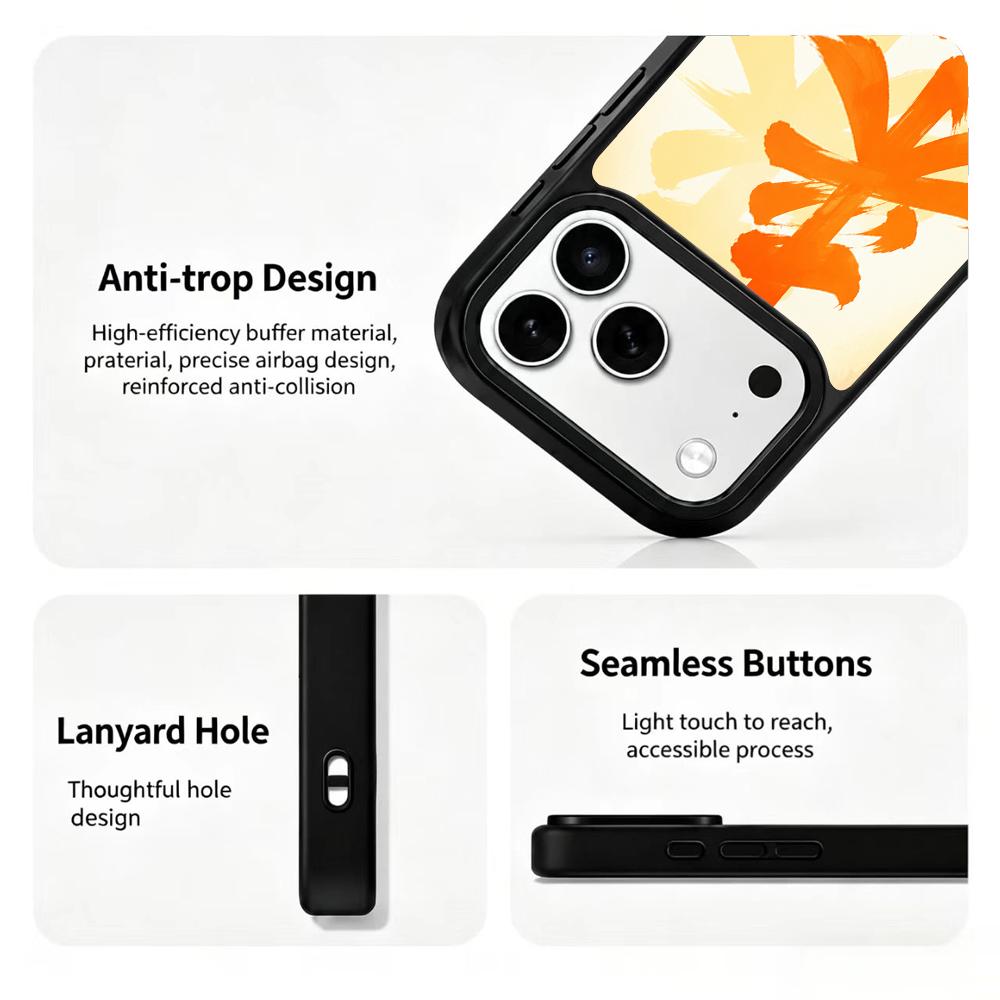 Compatible with iPhone 18 Pro Max & 17 Pro Max Colorful Painting PC Silicone Magnetic Phone Case - Orange Brings Wealth
