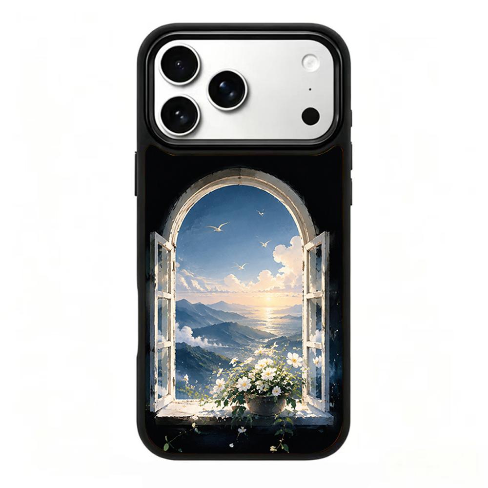 Compatible with iPhone 18 Pro Max & 17 Pro Max Colorful Painting PC Silicone Magnetic Phone Case - Mountain and Sea View