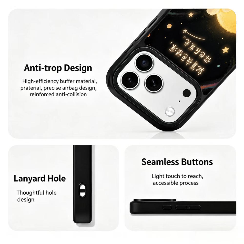 Compatible with iPhone 18 Pro Max & 17 Pro Max Colorful Painting PC Silicone Magnetic Phone Case - Dark Night Glow