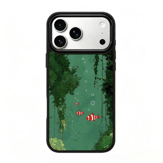 Compatible with iPhone 18 Pro Max & 17 Pro Max Colorful Painting PC Silicone Magnetic Phone Case - Fish Swimming in The Compatible withest