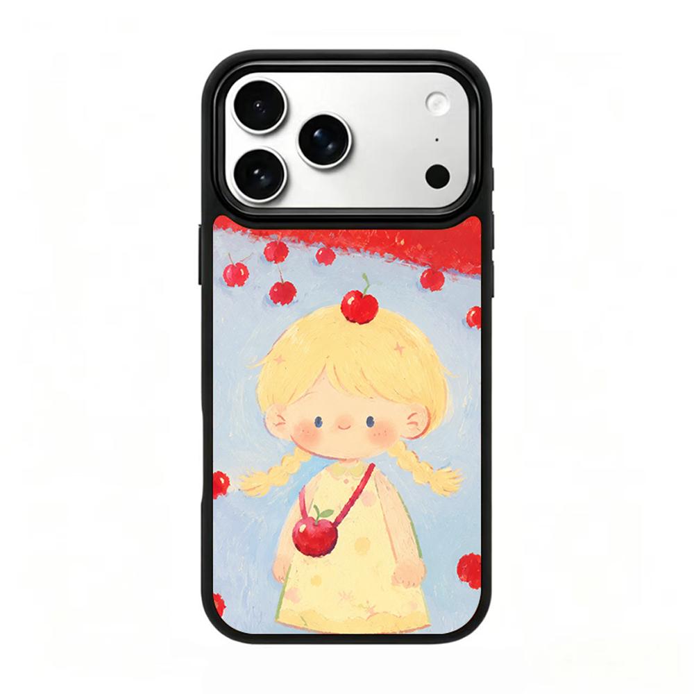 Compatible with iPhone 18 Pro Max & 17 Pro Max Colorful Painting PC Silicone Magnetic Phone Case - Cherry Girl