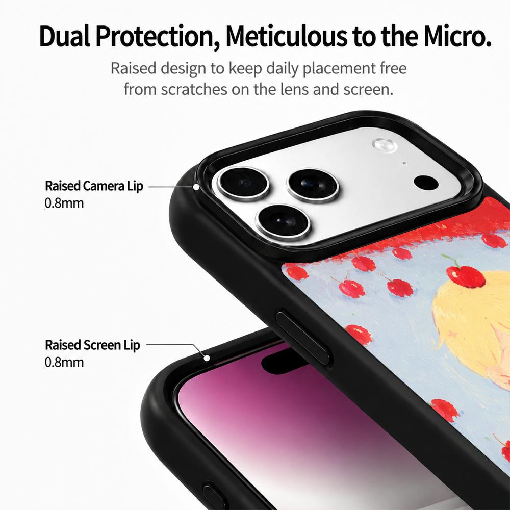 Compatible with iPhone 18 Pro Max & 17 Pro Max Colorful Painting PC Silicone Magnetic Phone Case - Cherry Girl