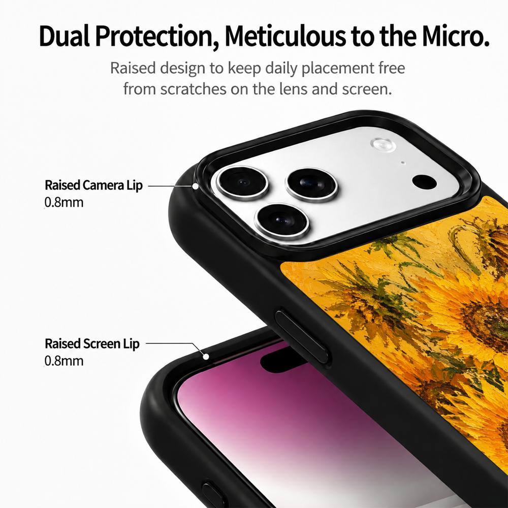 Compatible with iPhone 18 Pro Max & 17 Pro Max Colorful Painting PC Silicone Magnetic Phone Case - Thickly Coated Sunflower Bouquet