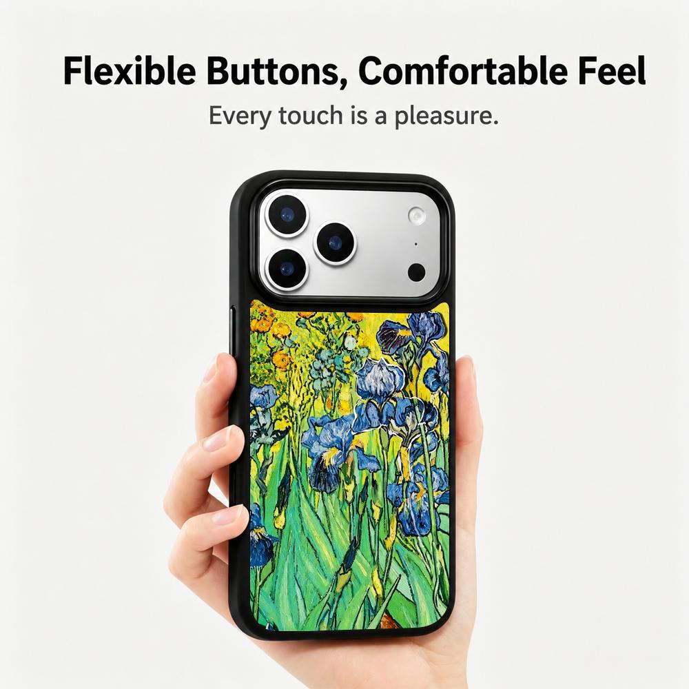 Compatible with iPhone 18 Pro Max & 17 Pro Max Colorful Painting PC Silicone Magnetic Phone Case - Impressionistic Texture Iris