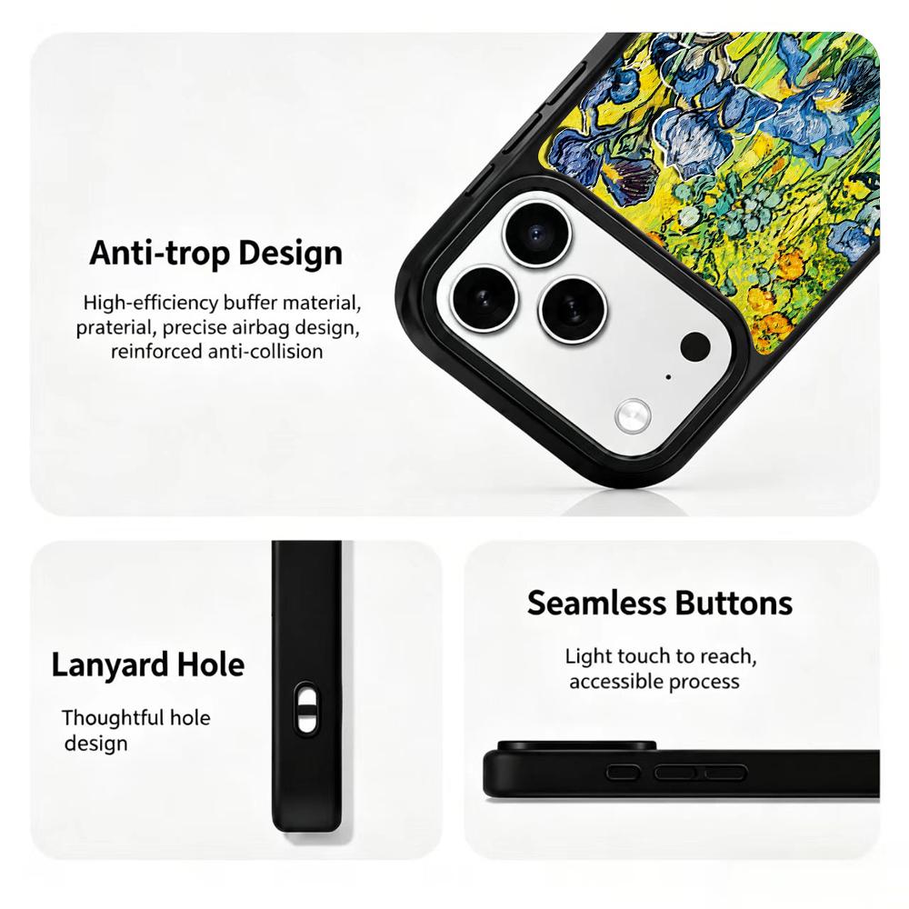 Compatible with iPhone 18 Pro Max & 17 Pro Max Colorful Painting PC Silicone Magnetic Phone Case - Impressionistic Texture Iris