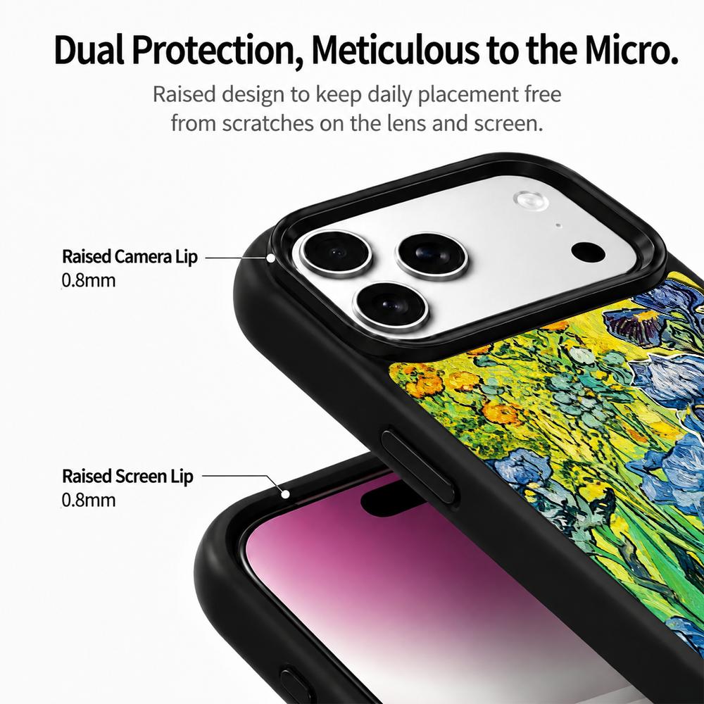 Compatible with iPhone 18 Pro Max & 17 Pro Max Colorful Painting PC Silicone Magnetic Phone Case - Impressionistic Texture Iris