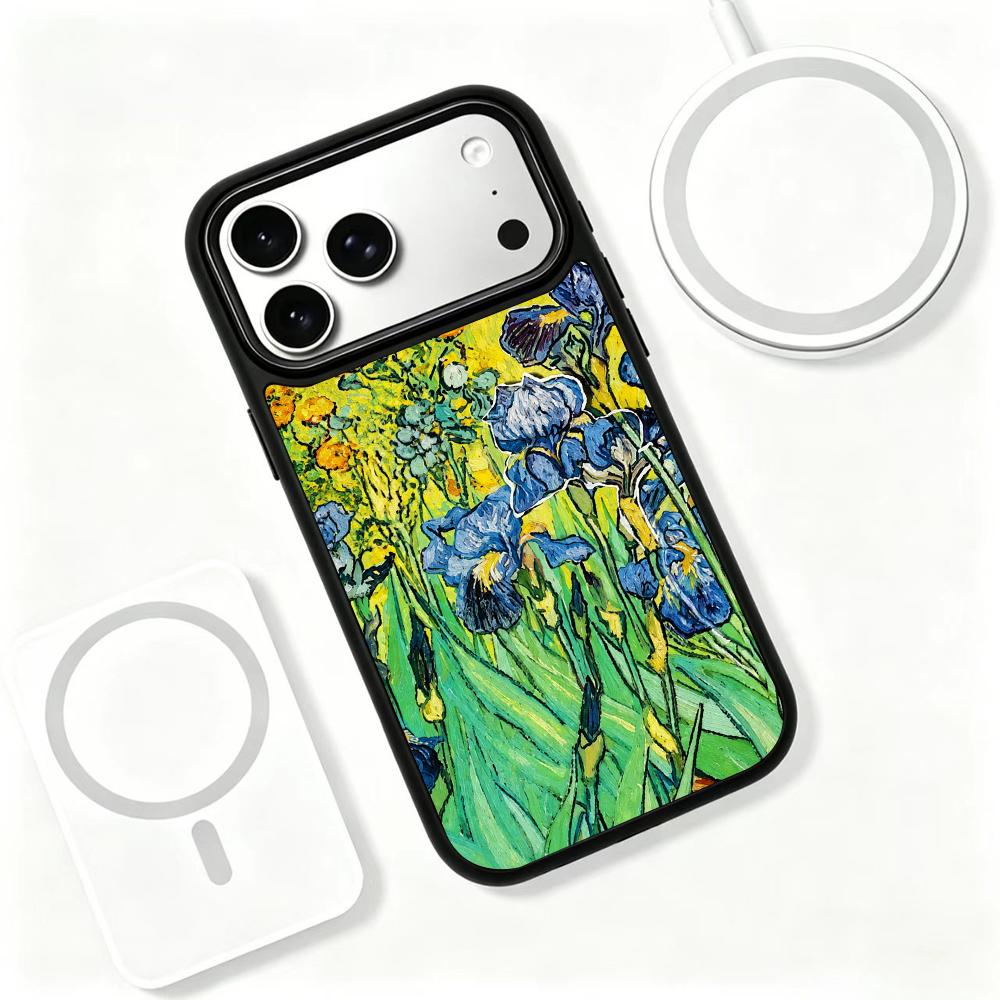 Compatible with iPhone 18 Pro Max & 17 Pro Max Colorful Painting PC Silicone Magnetic Phone Case - Impressionistic Texture Iris