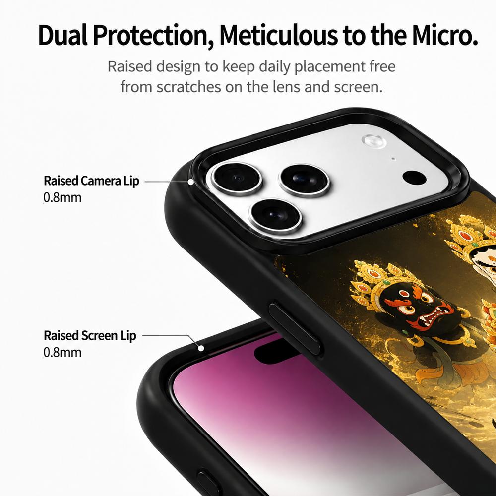Compatible with iPhone 18 Pro & 17 Pro Colorful Painting PC Silicone Magnetic Phone Case - Gilded Five Gods of Compatible withtune