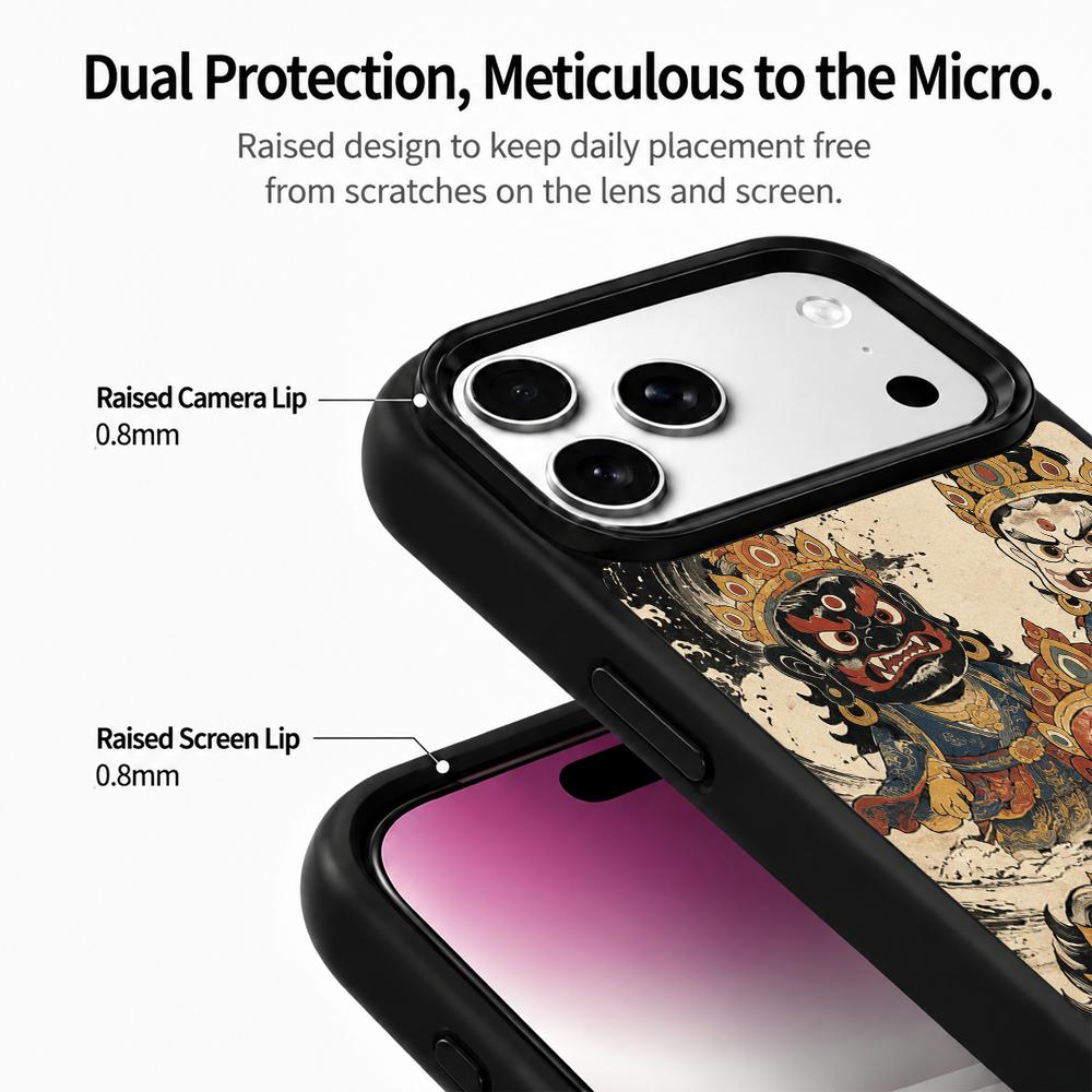 Compatible with iPhone 18 Pro & 17 Pro Colorful Painting PC Silicone Magnetic Phone Case - Ancient Painting of Five Gods