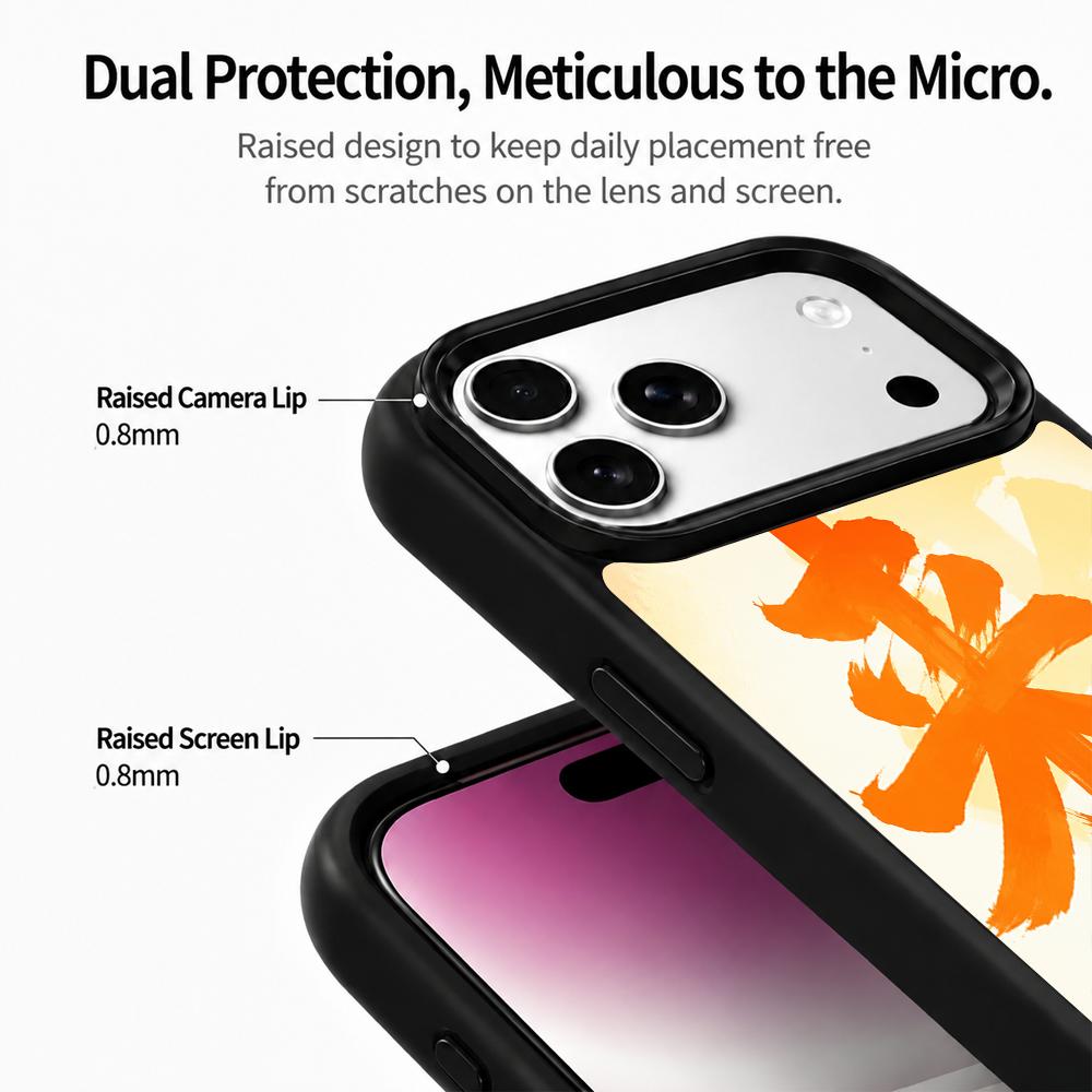 Compatible with iPhone 18 Pro & 17 Pro Colorful Painting PC Silicone Magnetic Phone Case - Orange Brings Wealth