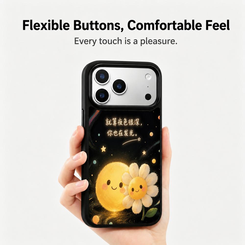 Compatible with iPhone 18 Pro & 17 Pro Colorful Painting PC Silicone Magnetic Phone Case - Dark Night Glow