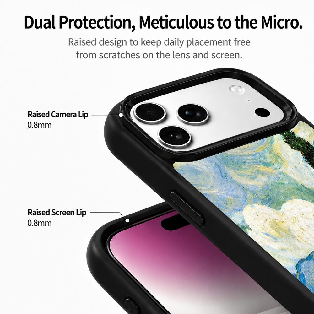 Compatible with iPhone 18 Pro Max & 17 Pro Max Colorful Painting PC Silicone Magnetic Phone Case - Mountain Pines Wheat Fields