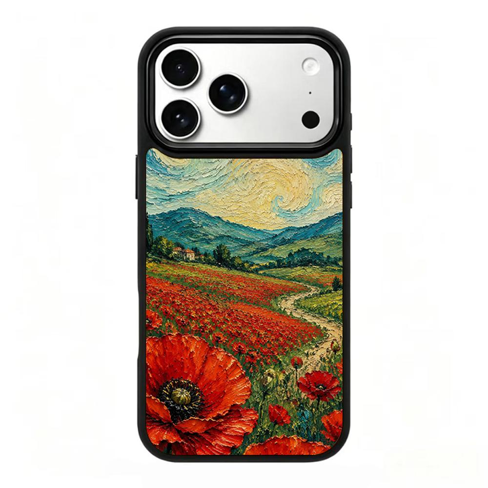 Compatible with iPhone 18 Pro Max & 17 Pro Max Colorful Painting PC Silicone Magnetic Phone Case - Mountain Flower Sea