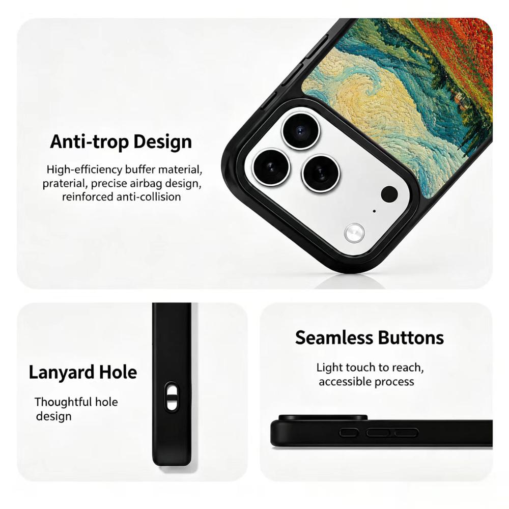 Compatible with iPhone 18 Pro Max & 17 Pro Max Colorful Painting PC Silicone Magnetic Phone Case - Mountain Flower Sea