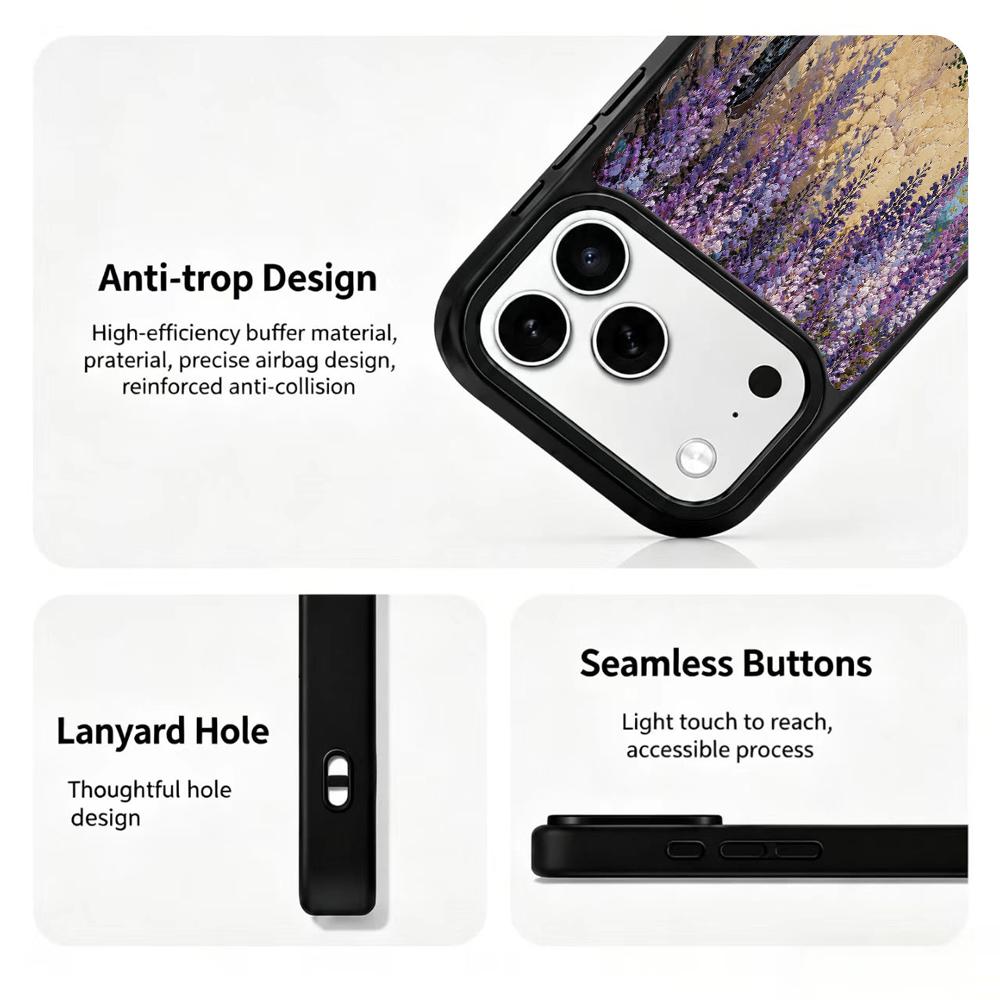 Compatible with iPhone 18 Pro Max & 17 Pro Max Colorful Painting PC Silicone Magnetic Phone Case - Courtyard Wisteria Wood Chair