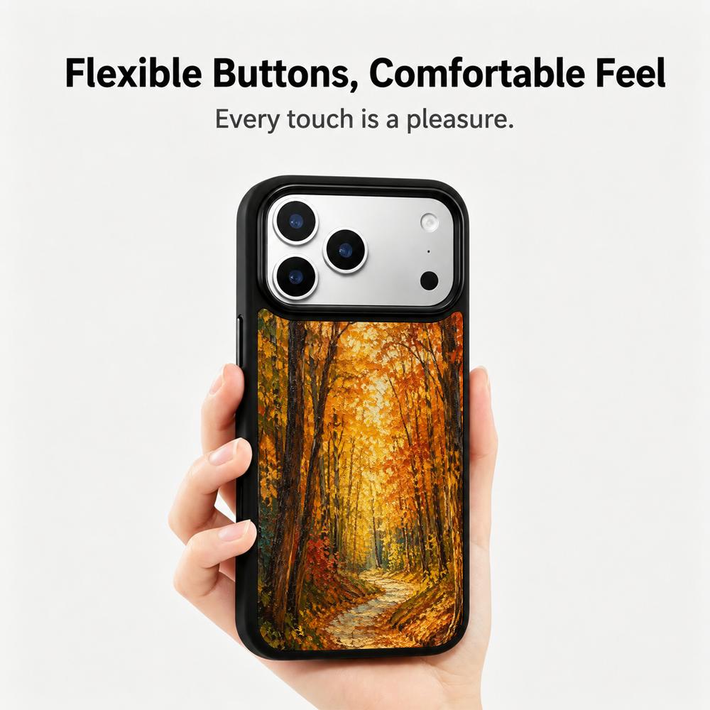Compatible with iPhone 18 Pro Max & 17 Pro Max Colorful Painting PC Silicone Magnetic Phone Case - Golden Autumn Compatible withest Trail