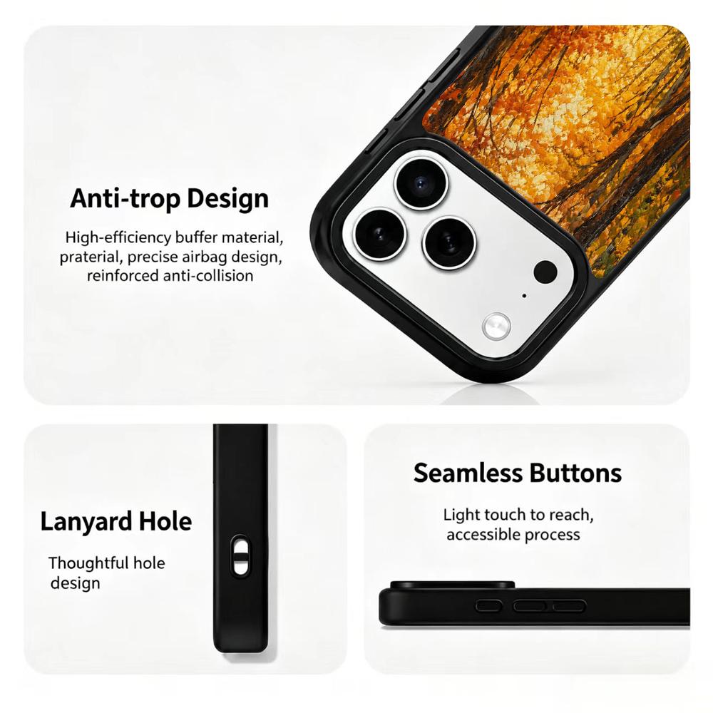Compatible with iPhone 18 Pro Max & 17 Pro Max Colorful Painting PC Silicone Magnetic Phone Case - Golden Autumn Compatible withest Trail