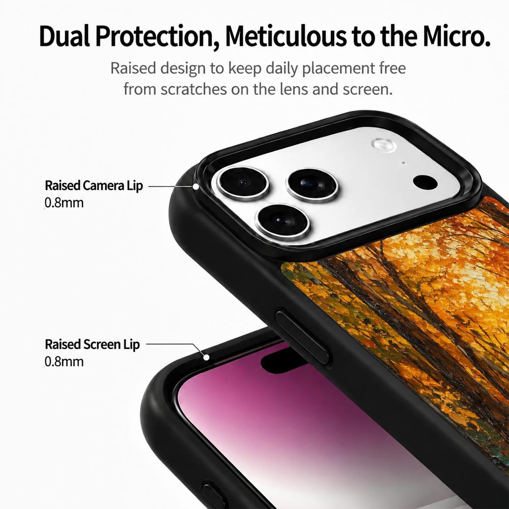 Compatible with iPhone 18 Pro Max & 17 Pro Max Colorful Painting PC Silicone Magnetic Phone Case - Golden Autumn Compatible withest Trail