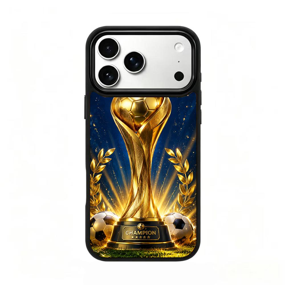 Compatible with iPhone 18 Pro Max & 17 Pro Max Colorful Painting PC Silicone Magnetic Phone Case - Gold Plated Championship Trophy