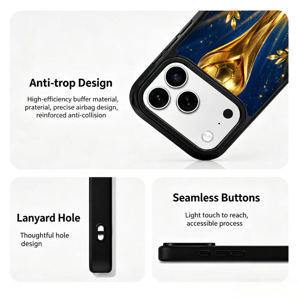 Compatible with iPhone 18 Pro Max & 17 Pro Max Colorful Painting PC Silicone Magnetic Phone Case - Gold Plated Championship Trophy
