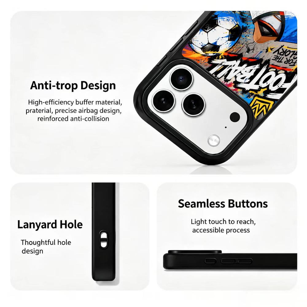 Compatible with iPhone 18 Pro Max & 17 Pro Max Colorful Painting PC Silicone Magnetic Phone Case - Honor Sports Jersey