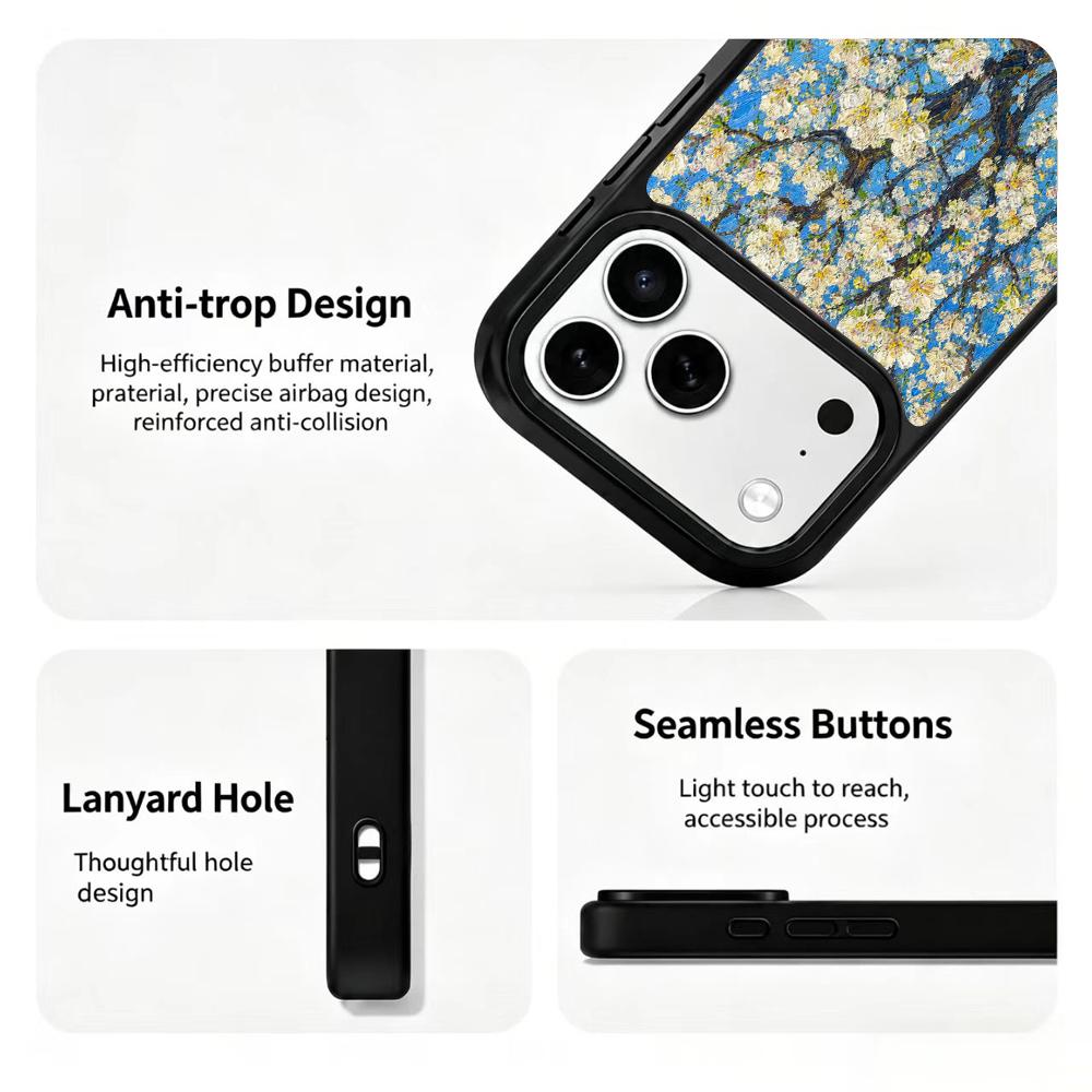 Compatible with iPhone 18 Pro & 17 Pro Colorful Painting PC Silicone Magnetic Phone Case - Spring Flowers