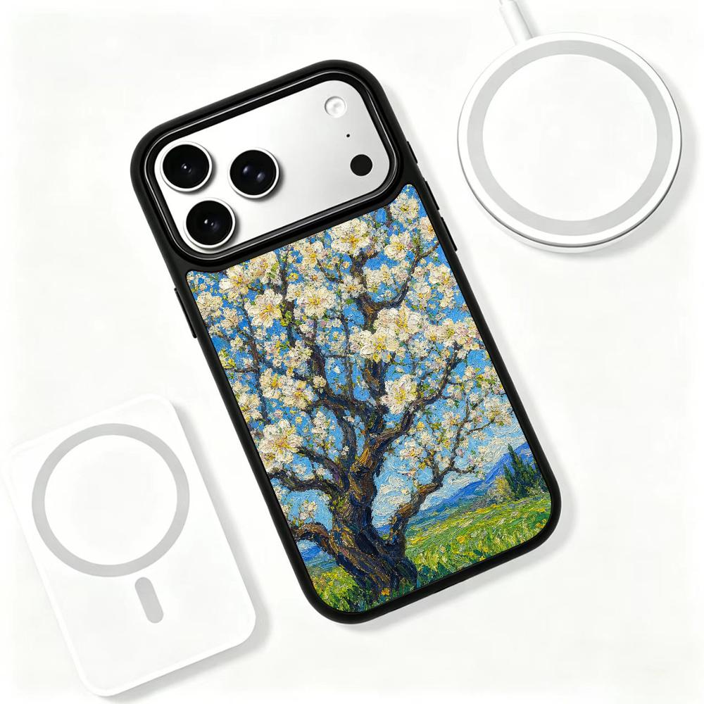 Compatible with iPhone 18 Pro & 17 Pro Colorful Painting PC Silicone Magnetic Phone Case - Spring Flowers