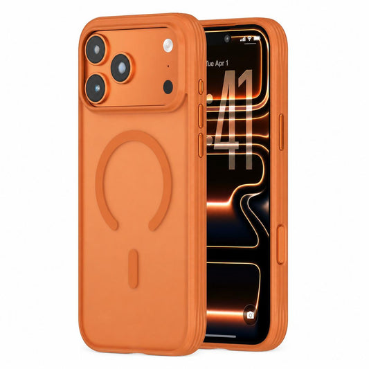 Compatible with iPhone 18 Pro Max Textured Non-slip Shockproof Magnetic Phone Case - Orange