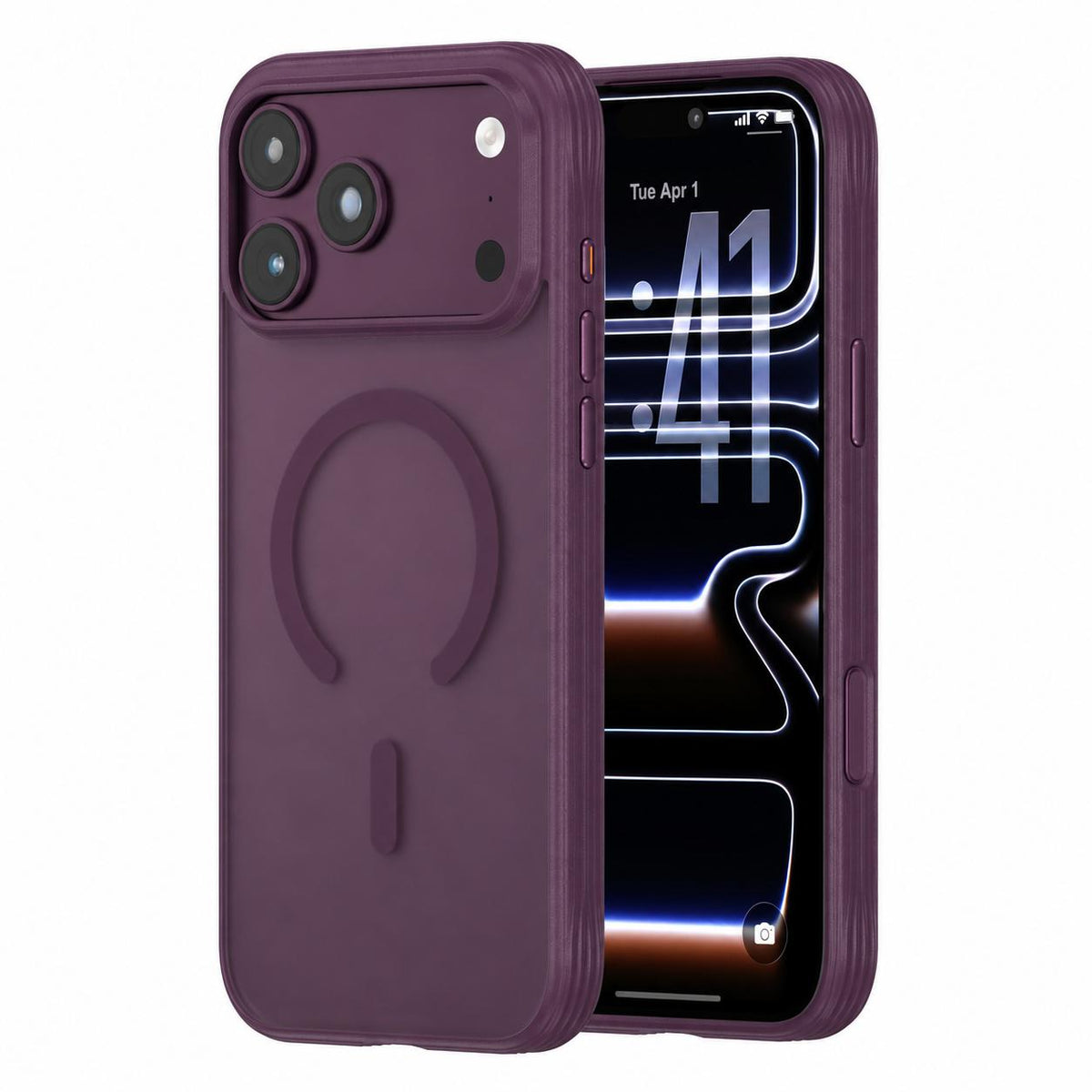 Compatible with iPhone 18 Pro Max Textured Non-slip Shockproof Magnetic Phone Case - Purple