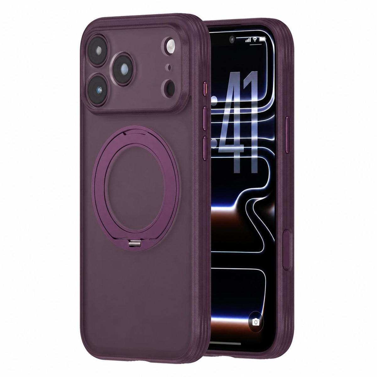 Compatible with iPhone 18 Pro Max Textured Non-slip Shockproof Magnetic Phone Case with Holder - Purple
