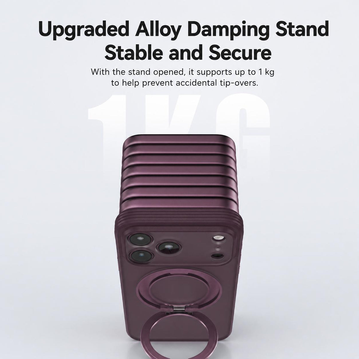 Compatible with iPhone 18 Pro Max Textured Non-slip Shockproof Magnetic Phone Case with Holder - Purple