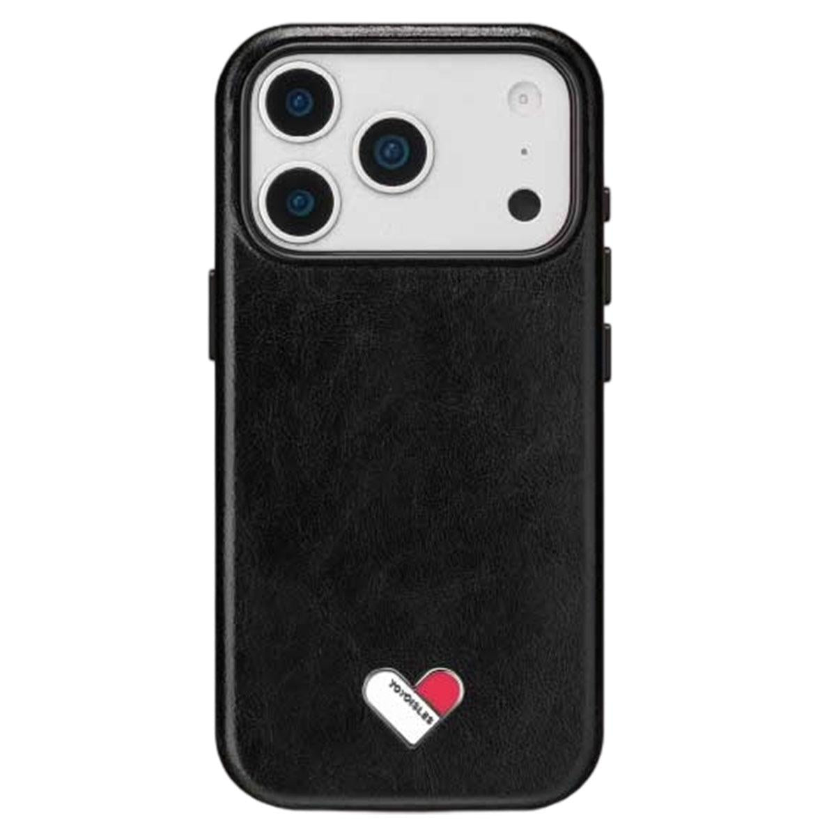 Compatible with iPhone 18 Pro Max & 17 Pro Max YOYOISLES Heart Island Series Electroplated PC Dual-Layer PU Phone Case - Black