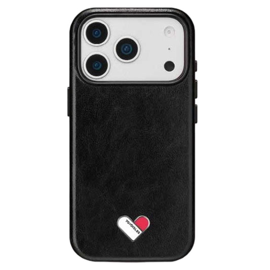 Compatible with iPhone 18 Pro Max & 17 Pro Max YOYOISLES Heart Island Series Electroplated PC Dual-Layer PU Phone Case - Black