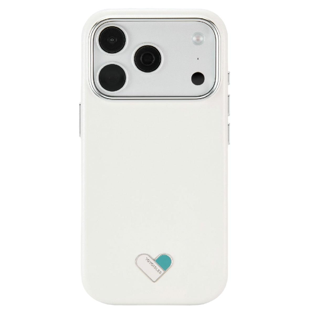 Compatible with iPhone 18 Pro & 17 Pro YOYOISLES Heart Island Series Electroplated PC Dual-Layer PU Phone Case - White