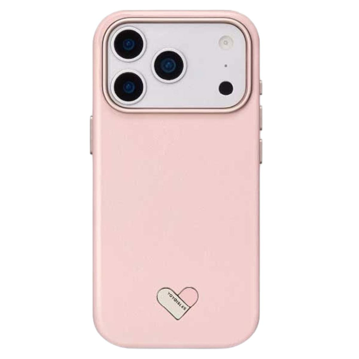 Compatible with iPhone 18 Pro & 17 Pro YOYOISLES Heart Island Series Electroplated PC Dual-Layer PU Phone Case - Pink