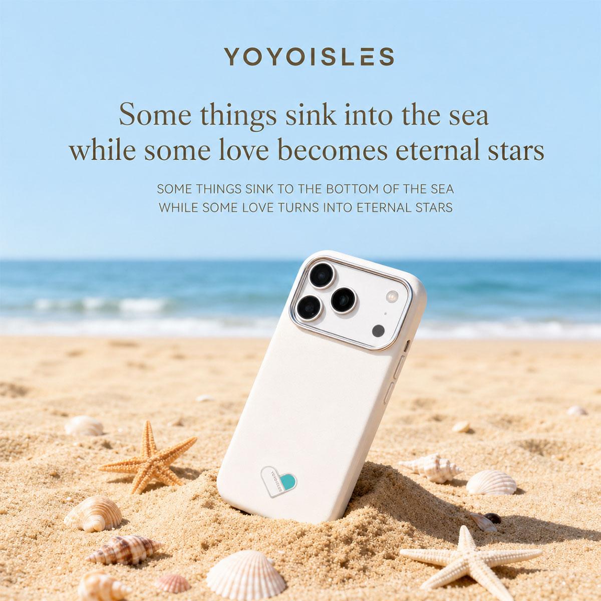 Compatible with iPhone 18 Pro & 17 Pro YOYOISLES Heart Island Series Electroplated PC Dual-Layer PU Phone Case - White