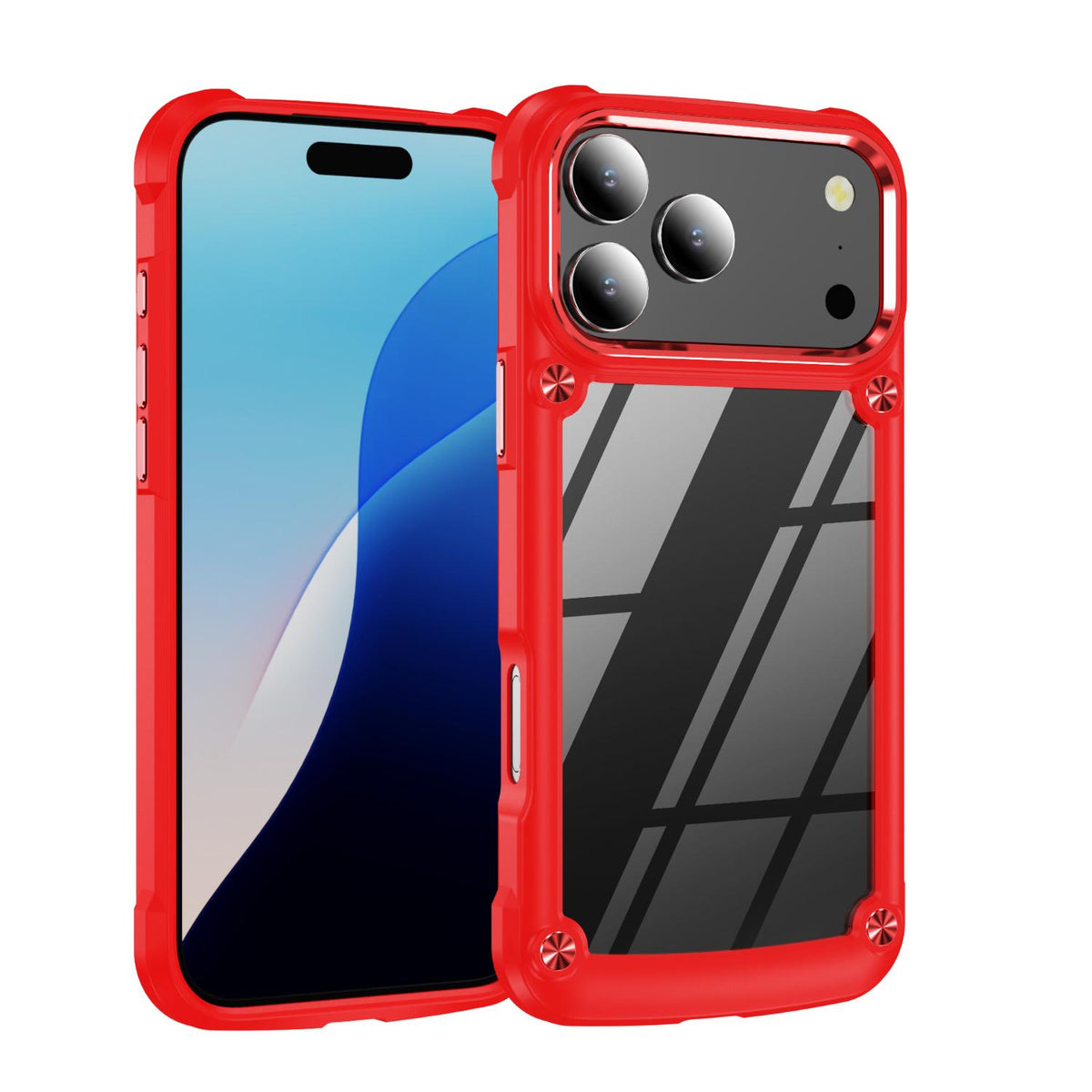 Compatible with iPhone 18 Pro Max TPU + PC Lens Protection Phone Case - Red