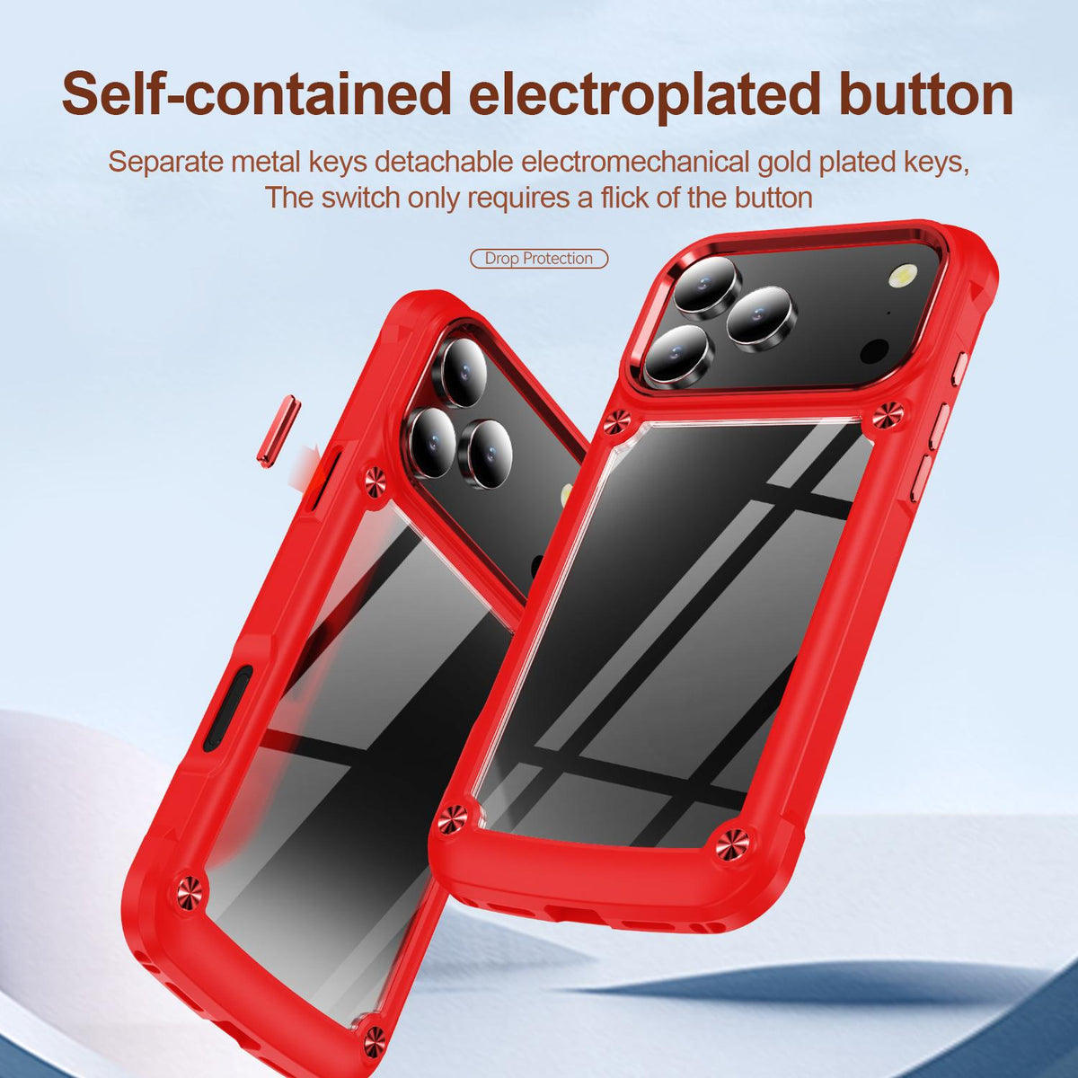 Compatible with iPhone 18 Pro Max TPU + PC Lens Protection Phone Case - Red