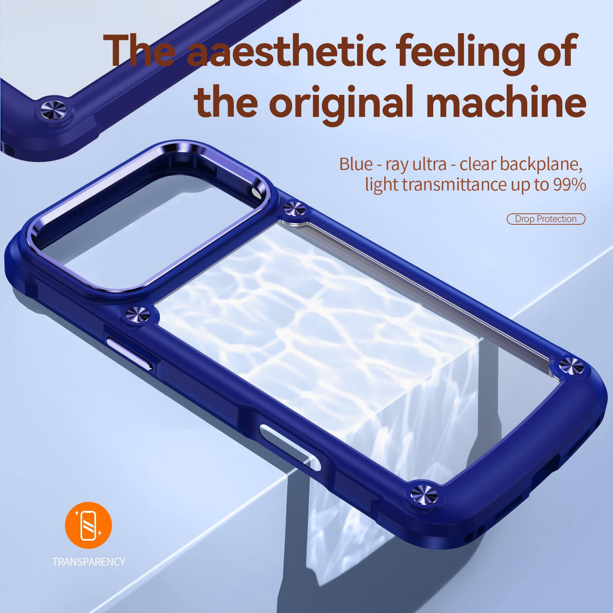 Compatible with iPhone 18 Pro Max TPU + PC Lens Protection Phone Case - Blue