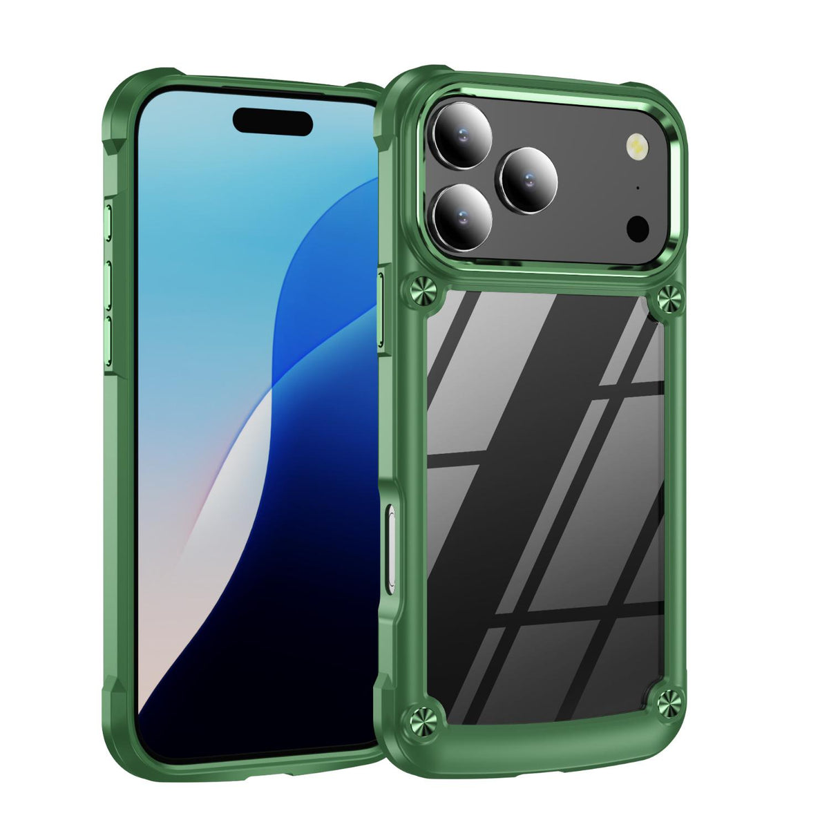 Compatible with iPhone 18 Pro Max TPU + PC Lens Protection Phone Case - Green