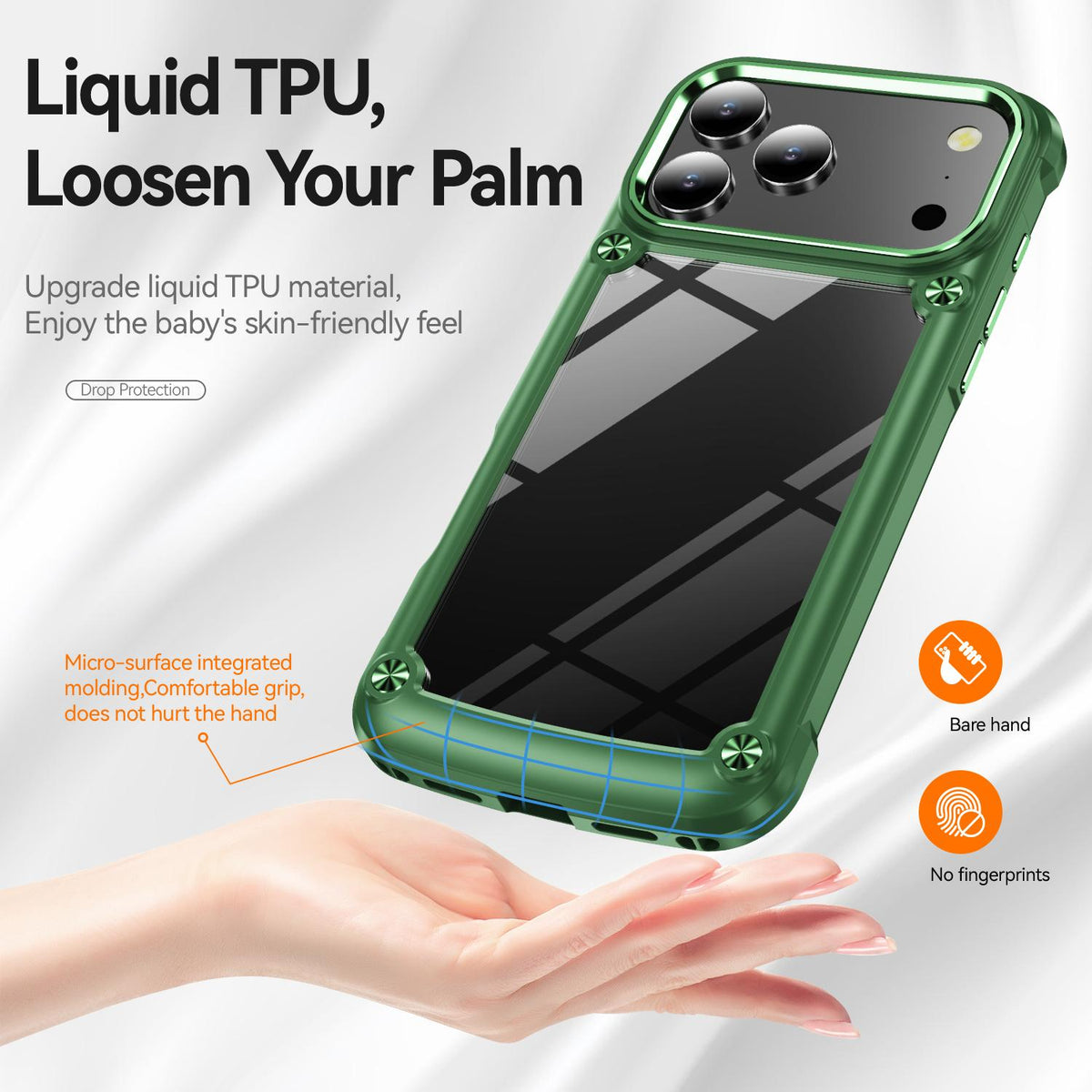 Compatible with iPhone 18 Pro Max TPU + PC Lens Protection Phone Case - Green