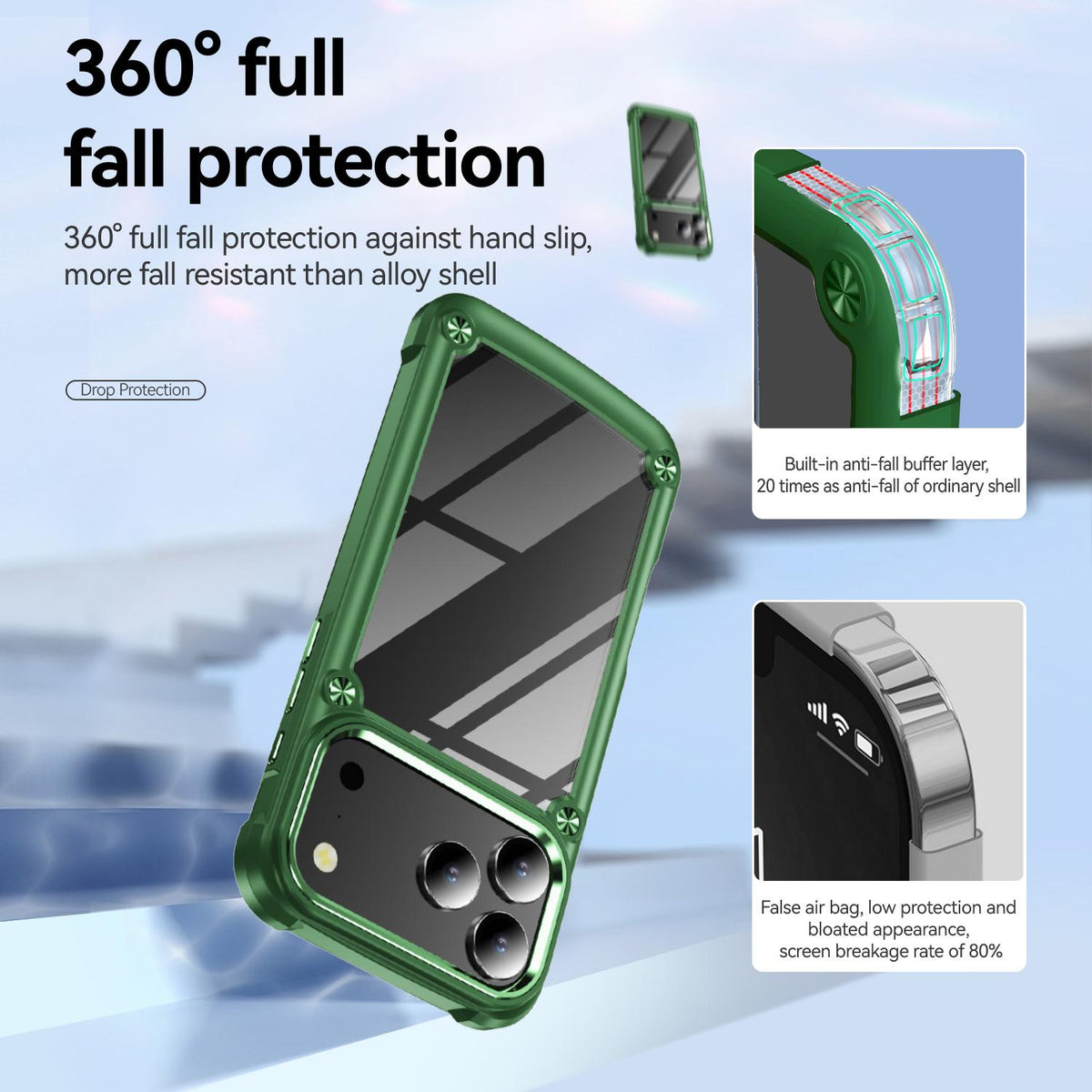 Compatible with iPhone 18 Pro Max TPU + PC Lens Protection Phone Case - Green