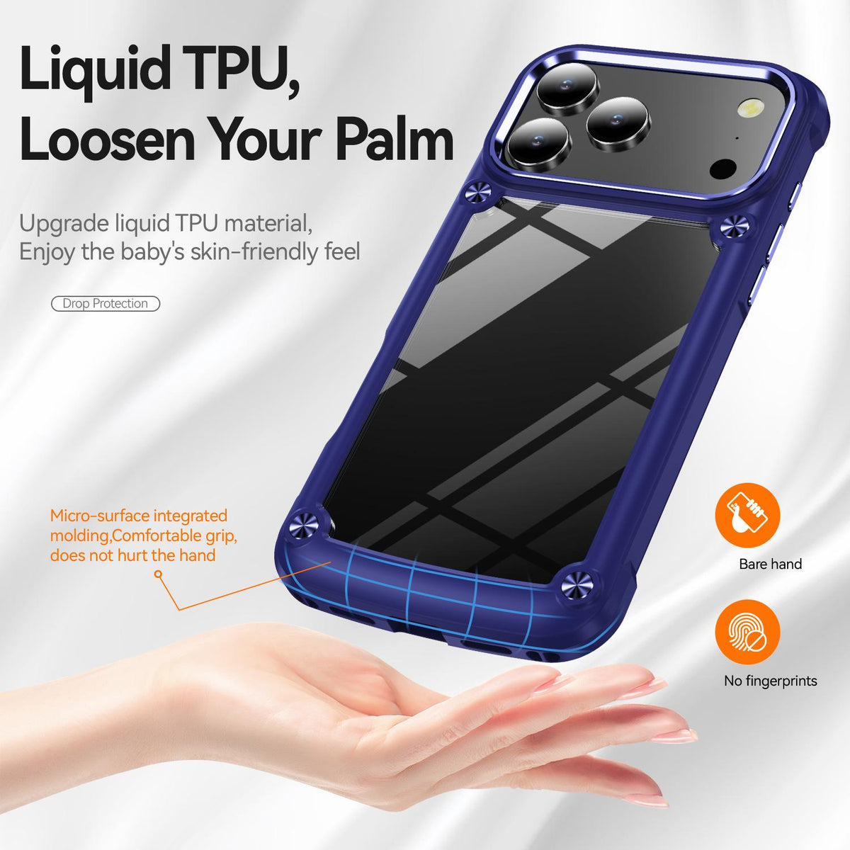 Compatible with iPhone 18 Pro TPU + PC Lens Protection Phone Case - Blue