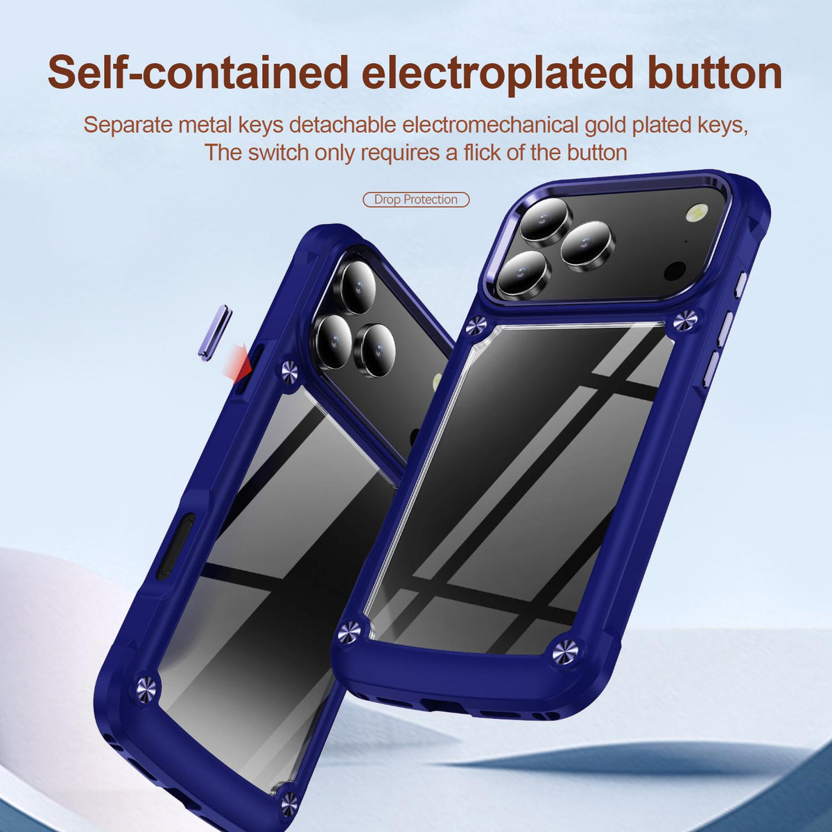 Compatible with iPhone 18 Pro TPU + PC Lens Protection Phone Case - Blue