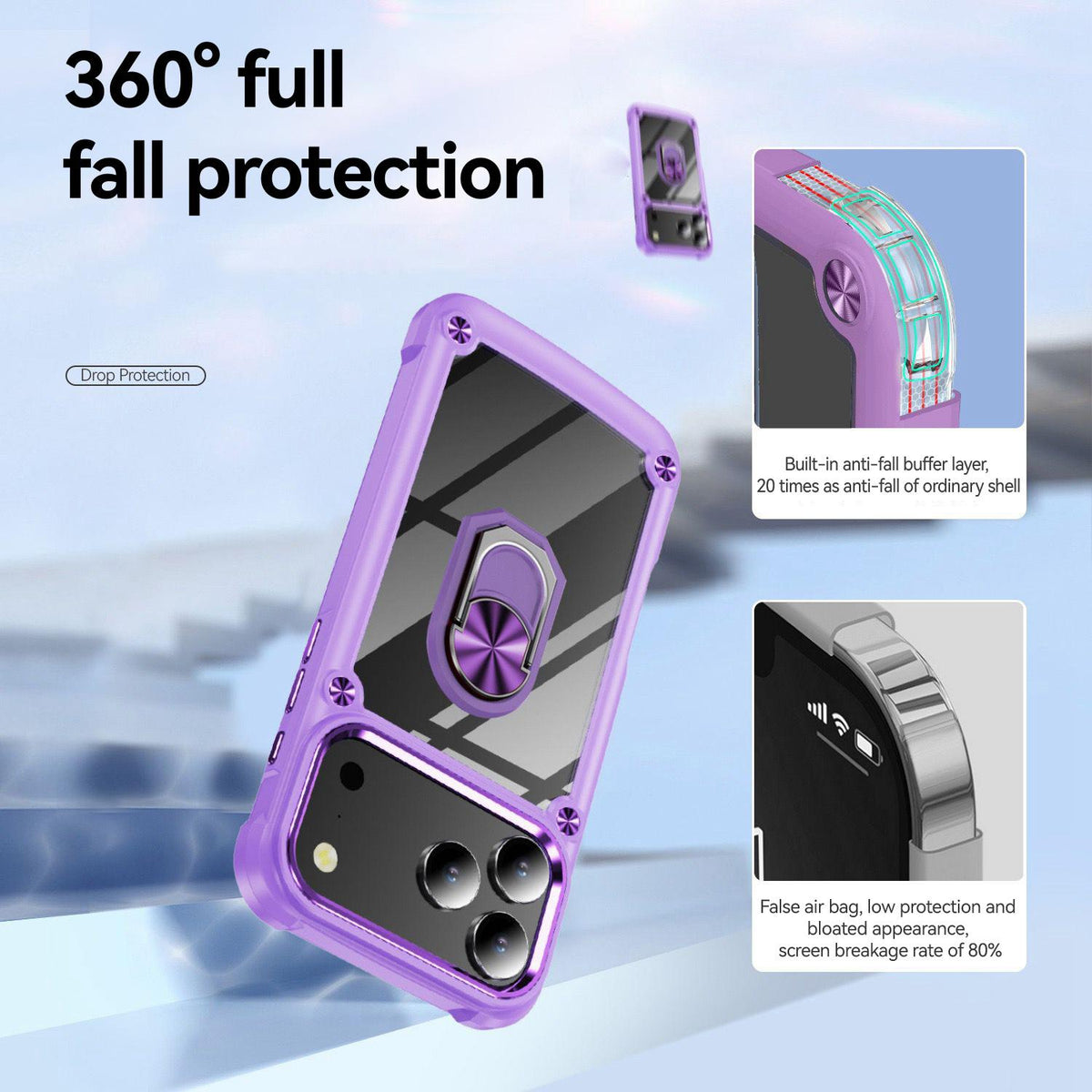 Compatible with iPhone 18 Pro Max TPU + PC Lens Protection Phone Case with Ring Holder - Green