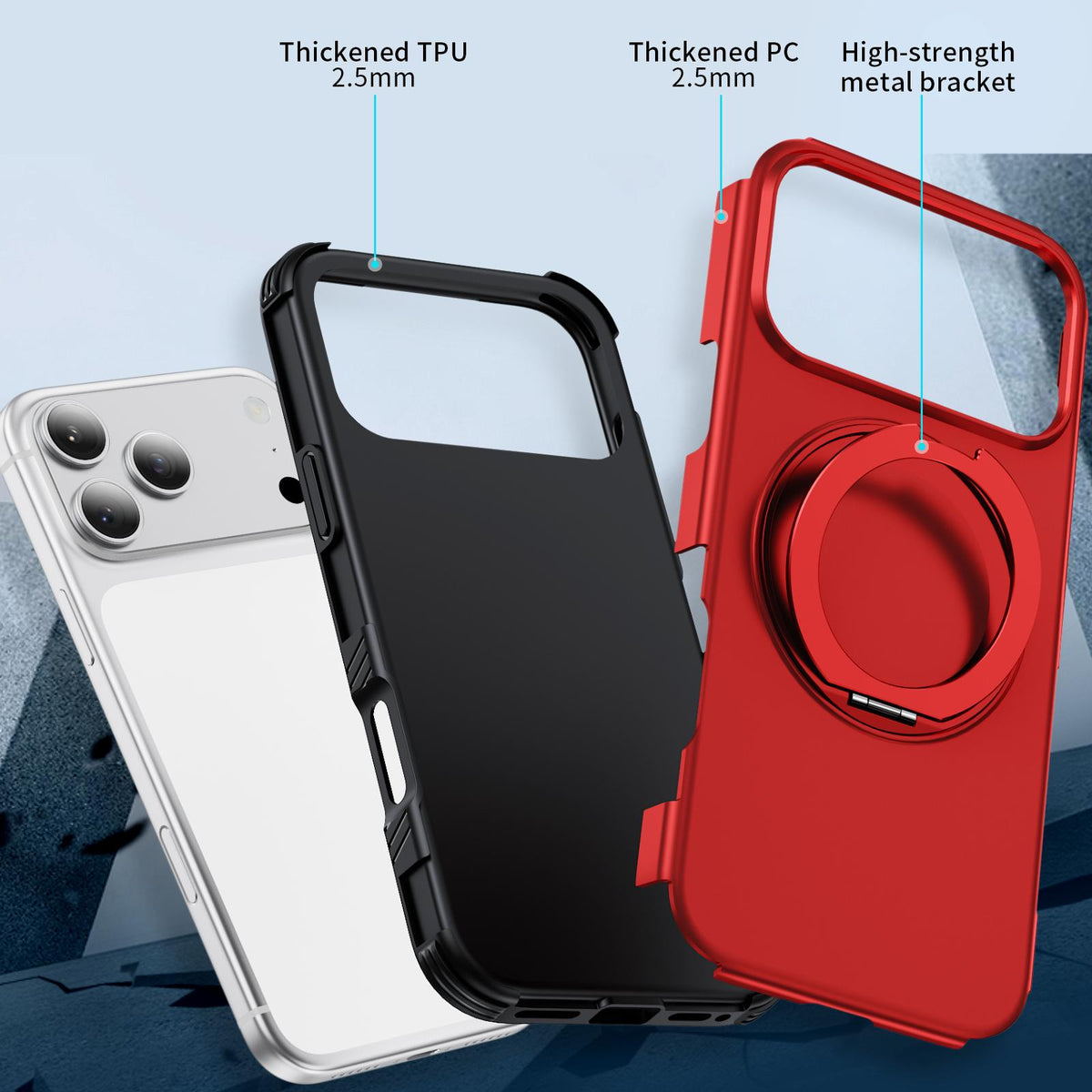 Compatible with iPhone 18 Pro Magnetic 360 Rotating Holder Phone Case - Red
