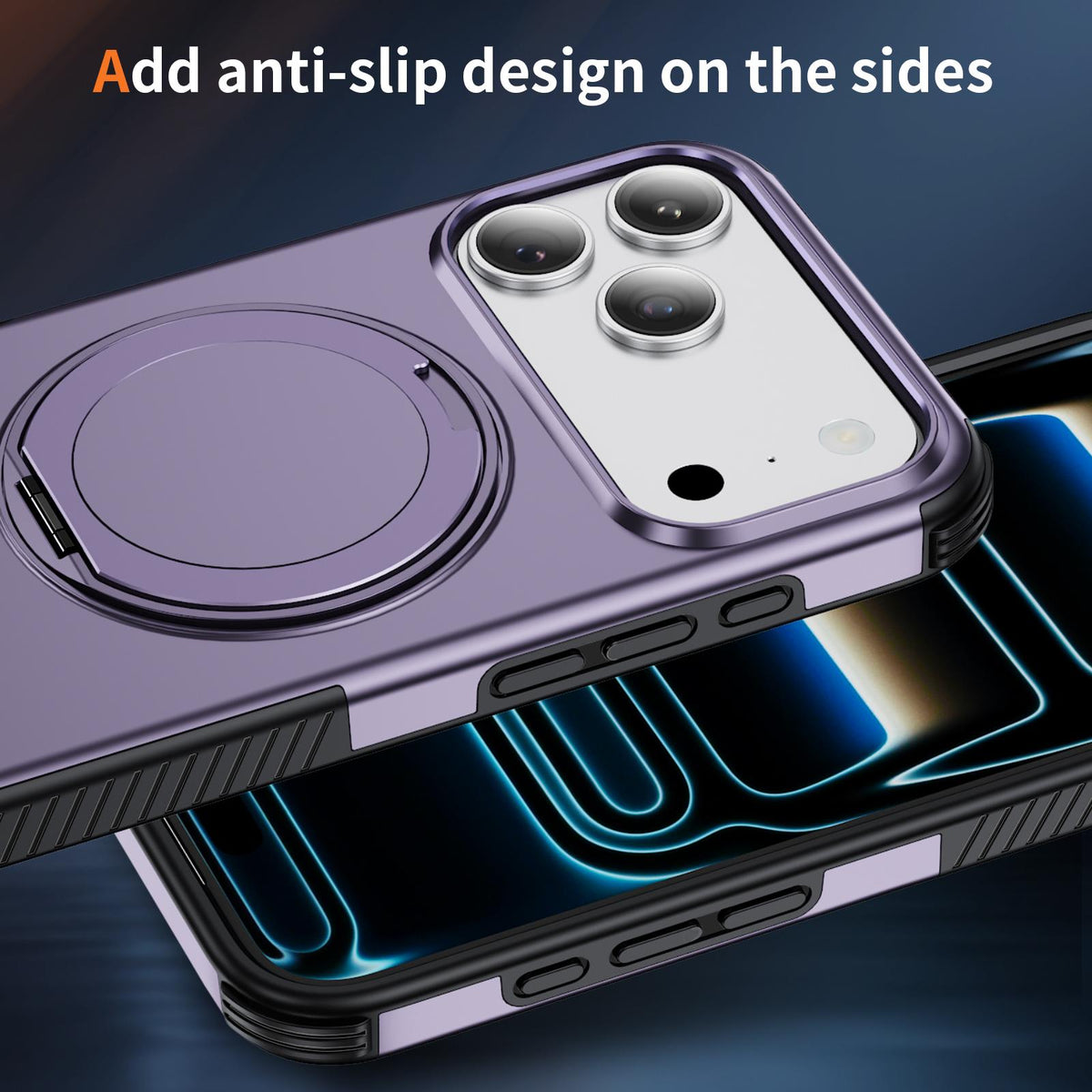 Compatible with iPhone 18 Pro Max Magnetic 360 Rotating Holder Phone Case - Light Purple