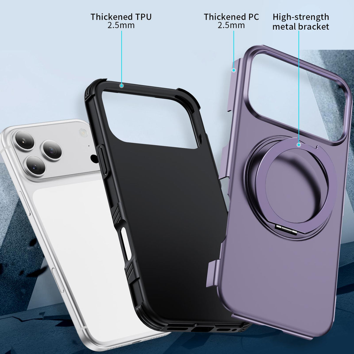 Compatible with iPhone 18 Pro Max Magnetic 360 Rotating Holder Phone Case - Light Purple