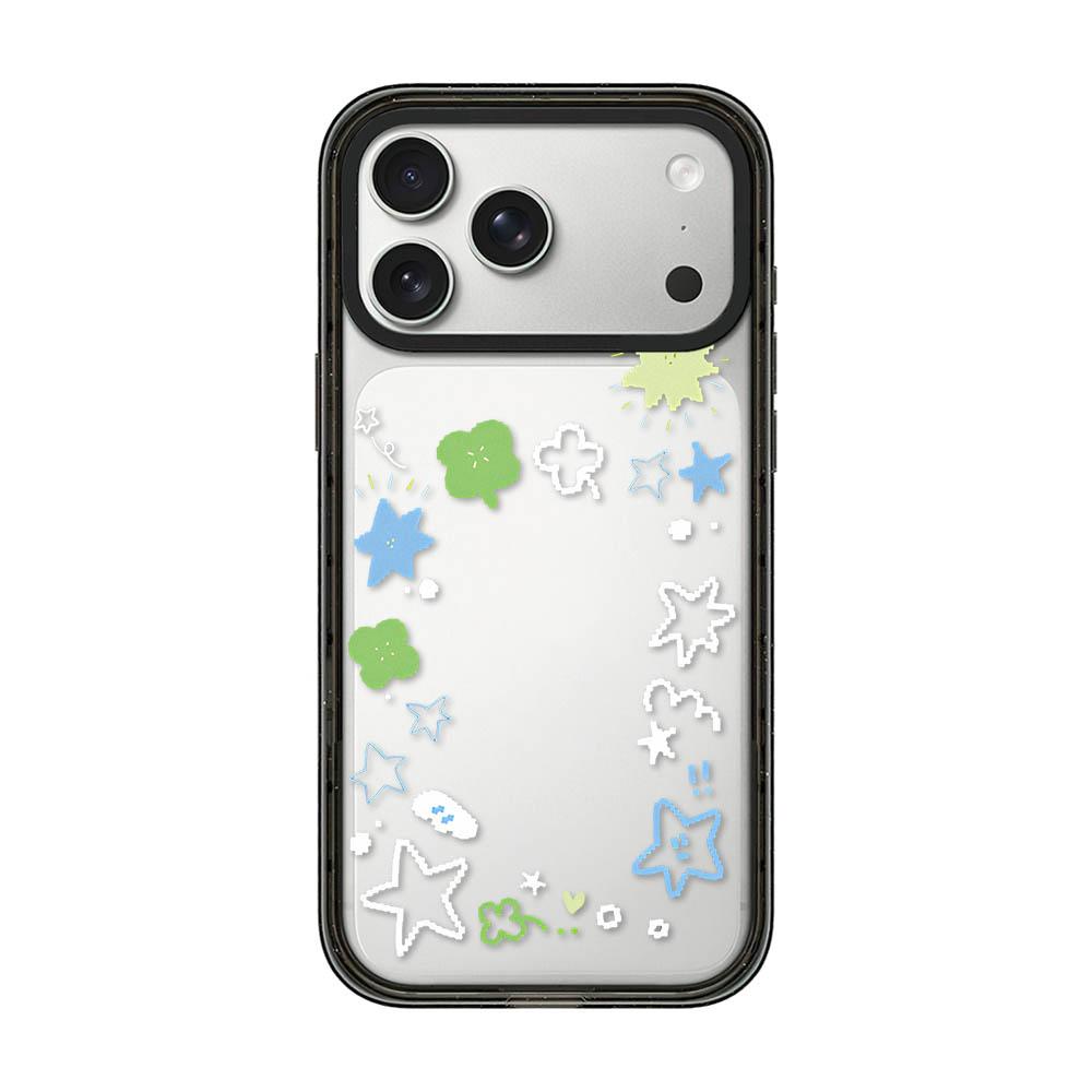 Compatible with iPhone 18 Pro Max & 17 Pro Max Star Four-leaf Clover Pattern Acrylic TPU Phone Case - Four-leaf Clover Star Graffiti
