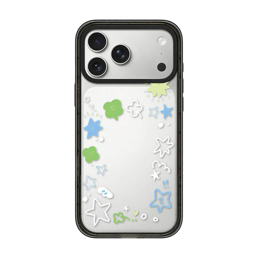 Compatible with iPhone 18 Pro Max & 17 Pro Max Star Four-leaf Clover Pattern Acrylic TPU Phone Case - Four-leaf Clover Star Graffiti